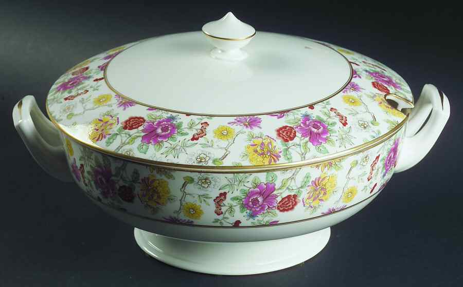 Chinese Garden Tureen &  Lid by Royal Worcester-1