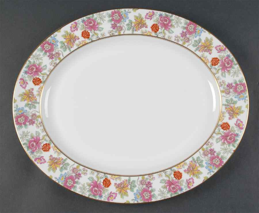 Chinese Garden 15" Oval Serving Platter by Royal Worcester-1