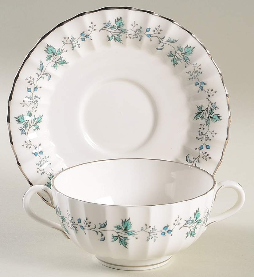 Chapel Hill Footed Cream Soup Bowl & Saucer Set by Royal Worcester-1