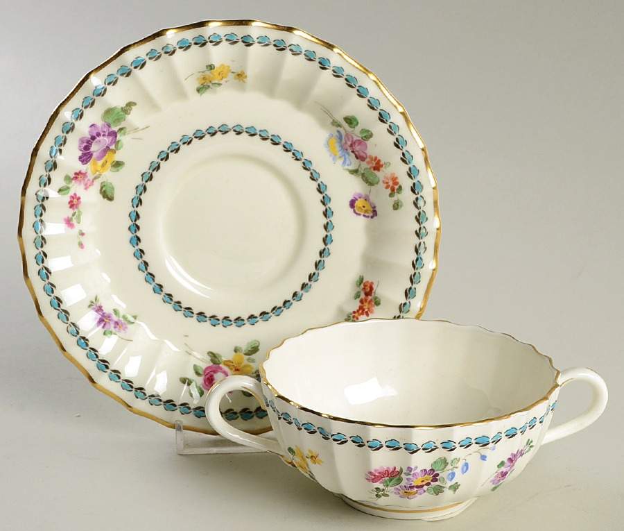 Cordelia Footed Cream Soup Bowl & Saucer Set by Royal Worcester-1