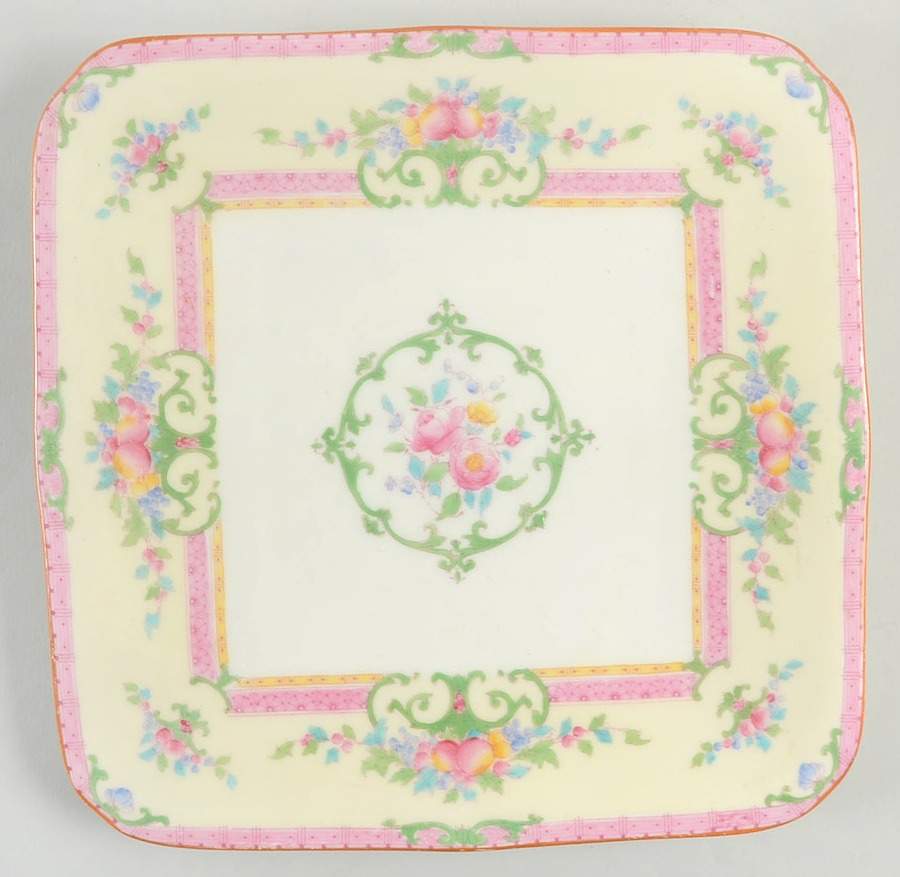 Cordova (Pink Border) Square Cake Plate by Royal Worcester-1