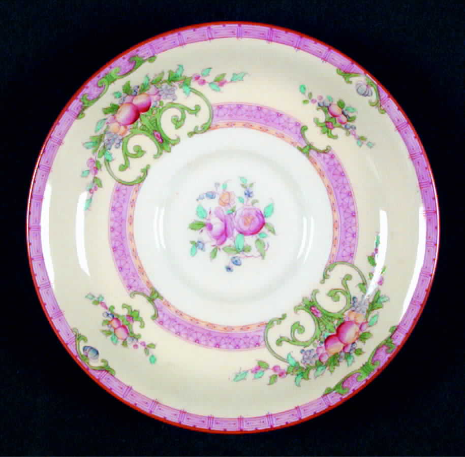 Cordova (Pink Border) Saucer for Cream Soup Bowl by Royal Worcester-1