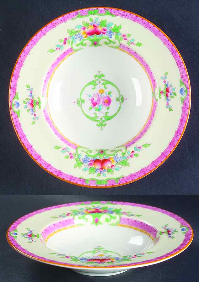 Cordova (Pink Border) Rim Fruit/Dessert (Sauce) Bowl by Royal Worcester-1