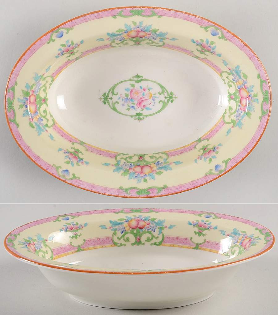 Cordova (Pink Border) 9" Oval Vegetable Bowl by Royal Worcester-1
