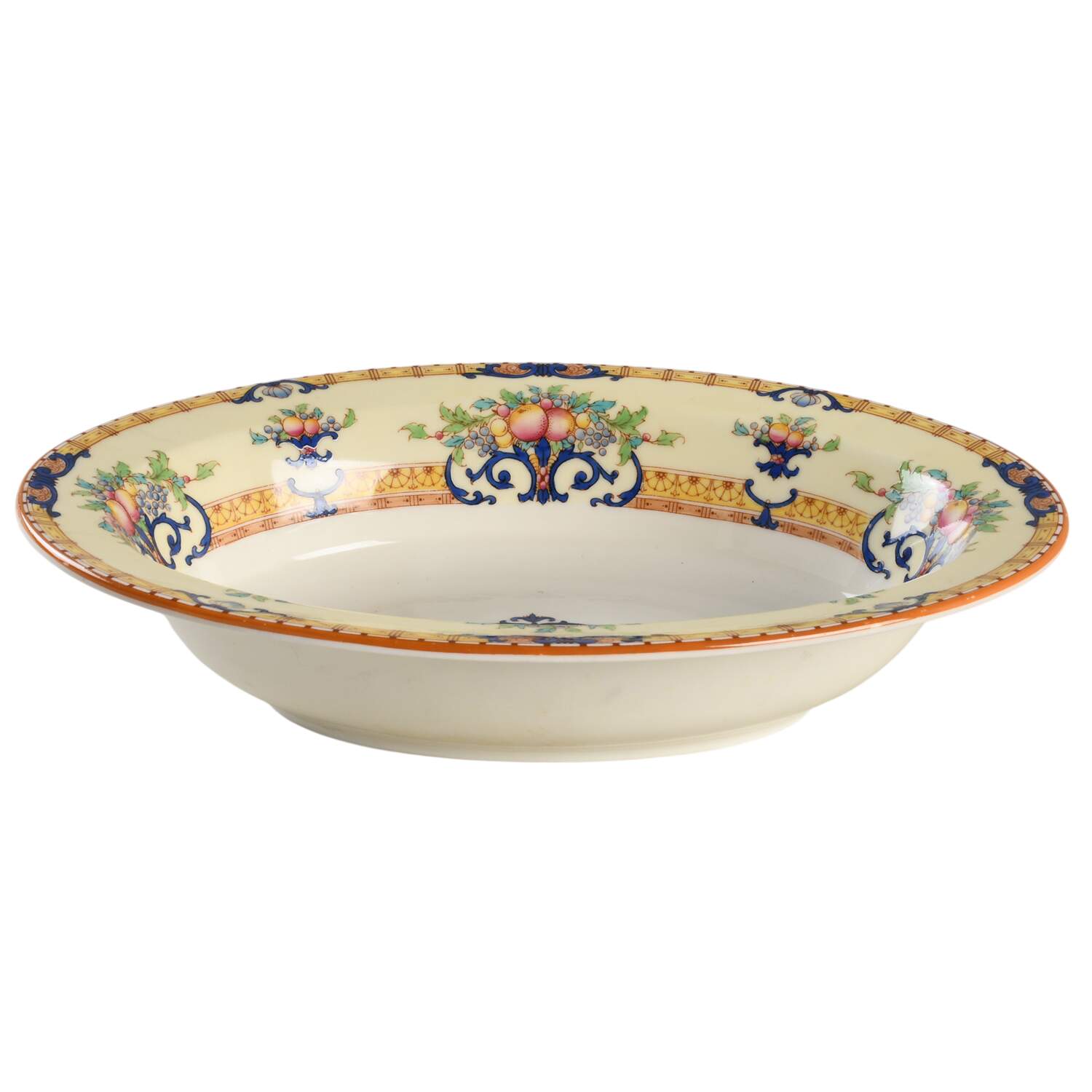 Cordova (Yellow Border)  10" Oval Vegetable Bowl by Royal Worcester-1