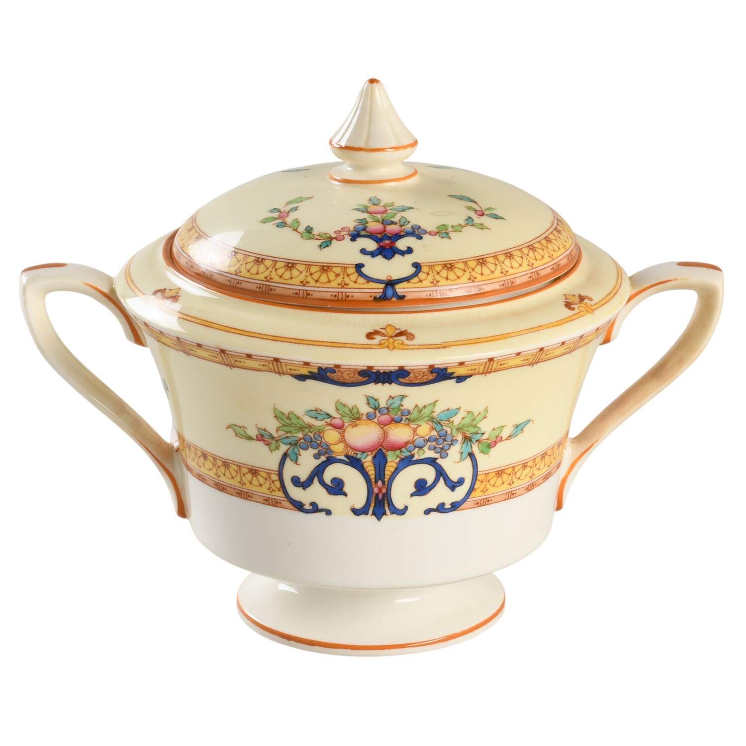 Cordova (Yellow Border)  Sugar Bowl & Lid by Royal Worcester-1