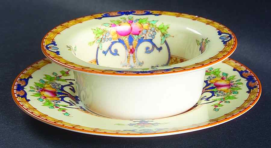 Cordova (Yellow Border)  Ramekin & Saucer Set by Royal Worcester-1