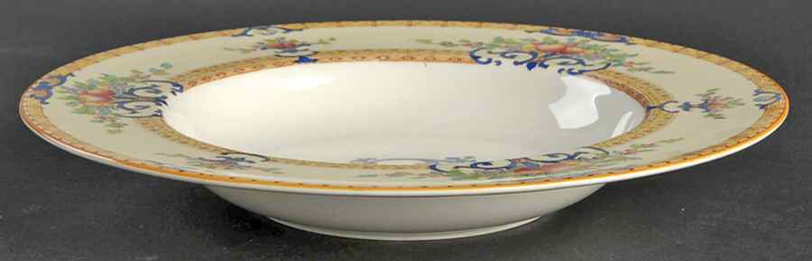 Cordova (Yellow Border)  Large Rim Soup Bowl by Royal Worcester-1