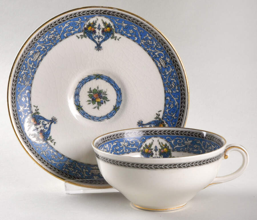 Cornucopia Flat Cup & Saucer Set by Royal Worcester-1