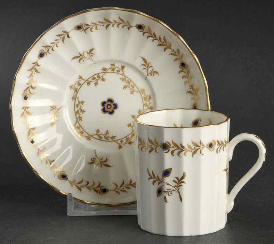 Cumberland Cobalt Blue Flat Demitasse Cup & Saucer Set by Royal Worcester-1