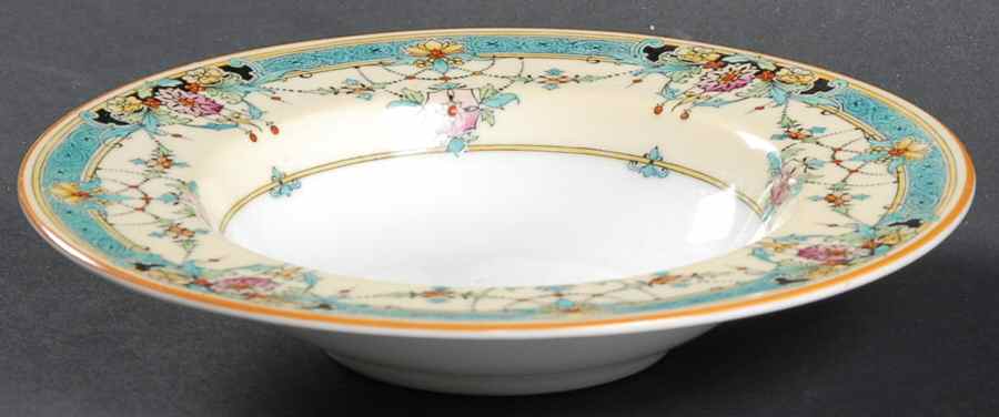 Daytona Turquoise Rim Fruit/Dessert (Sauce) Bowl by Royal Worcester-1