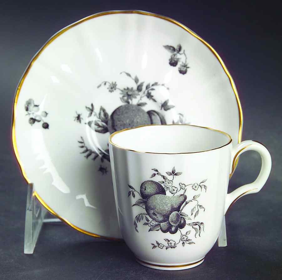 Delecta (Black Design) Flat Demitasse Cup & Saucer Set by Royal Worcester-1
