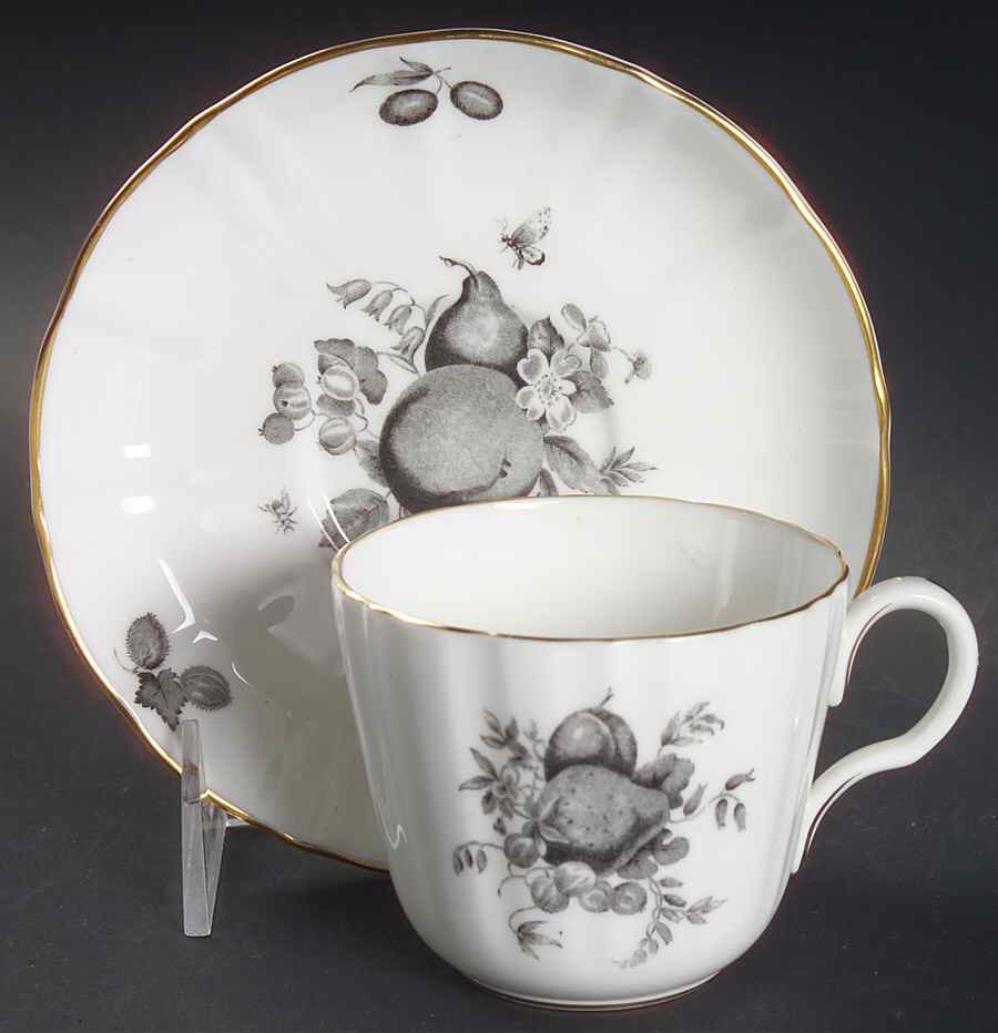 Delecta (Black Design) Flat Cup & Saucer Set by Royal Worcester-1