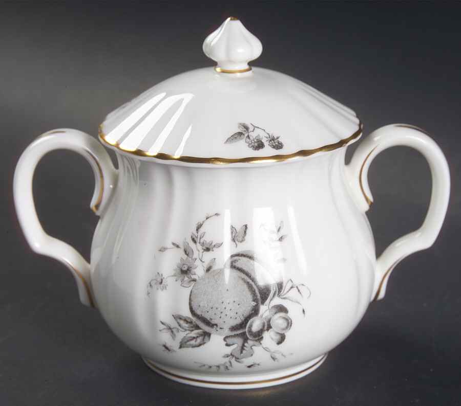 Delecta (Black Design) Sugar Bowl & Lid by Royal Worcester-1
