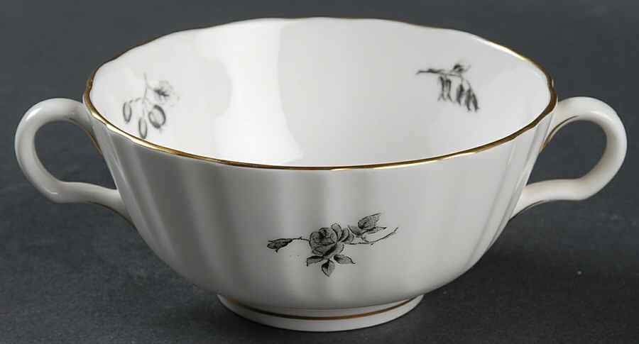 Delecta (Black Design) Footed Cream Soup Bowl by Royal Worcester-1