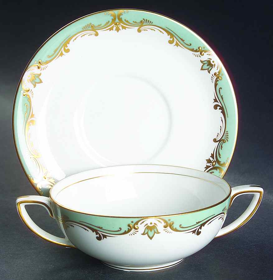Devonshire Flat Cream Soup Bowl & Saucer Set by Royal Worcester-1