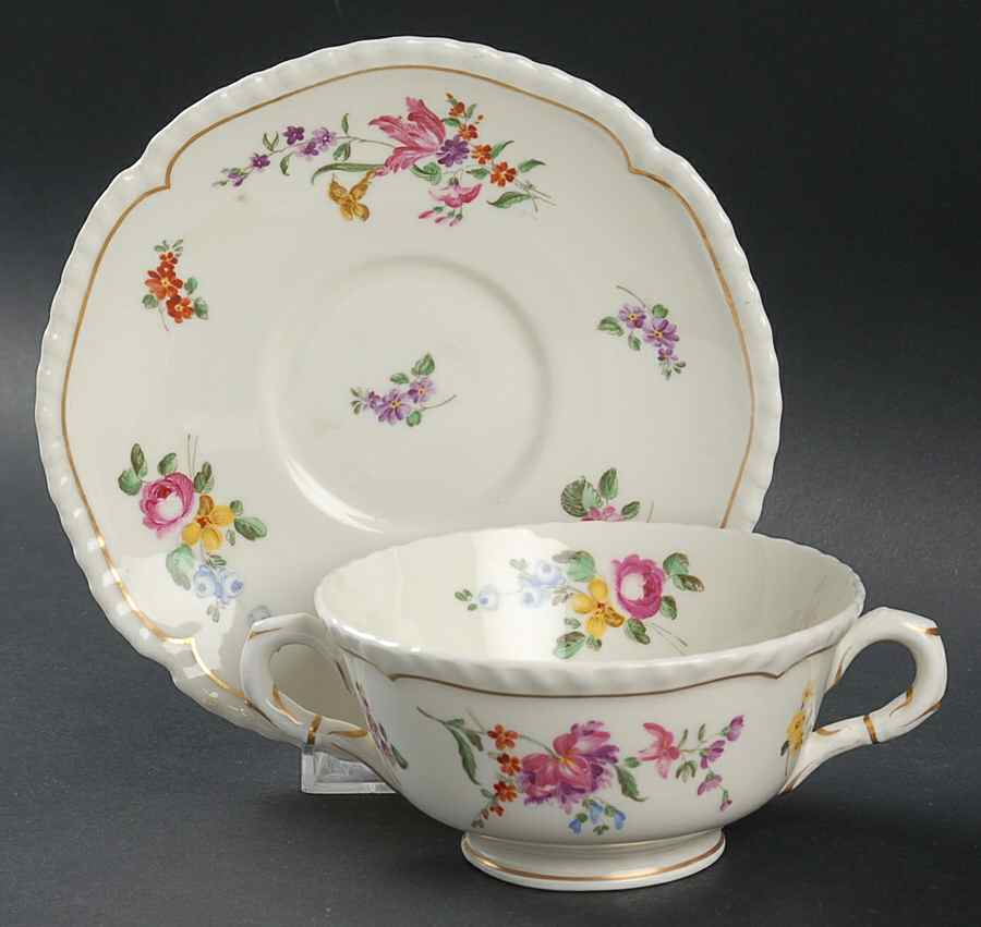 Devon Footed Cream Soup Bowl & Saucer Set by Royal Worcester-1
