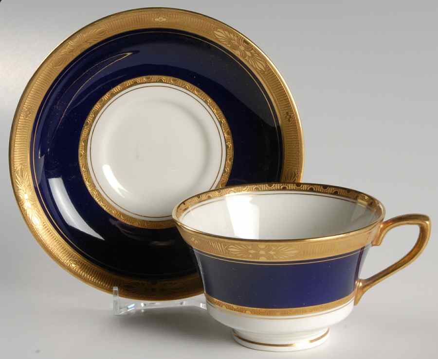 Diana Blue Footed Cup & Saucer Set by Royal Worcester-1