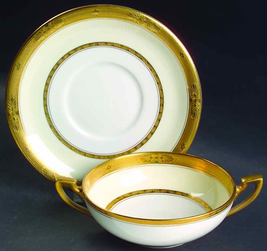 Diana Cream Flat Cream Soup Bowl & Saucer Set by Royal Worcester-1