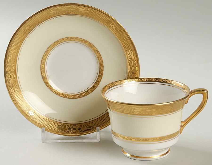 Diana Cream Footed Demitasse Cup & Saucer Set by Royal Worcester-1