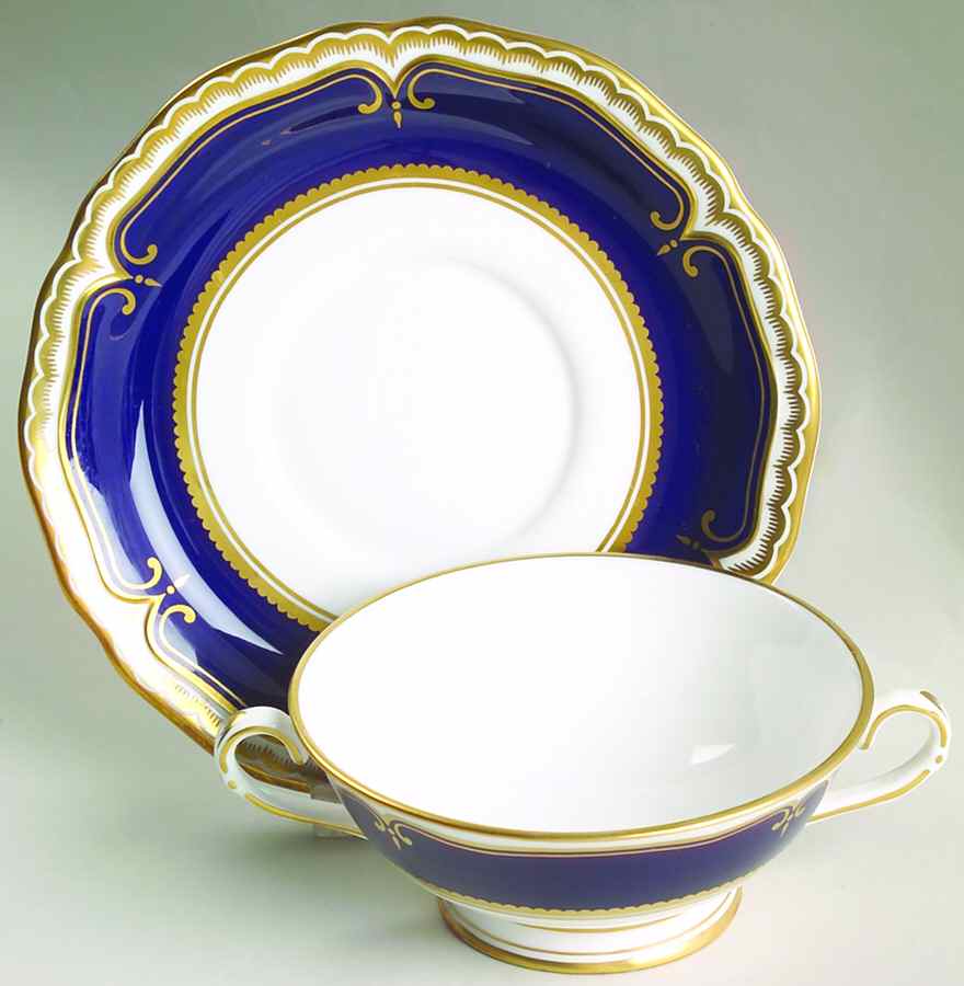 Diplomat Footed Cream Soup Bowl & Saucer Set by Royal Worcester-1