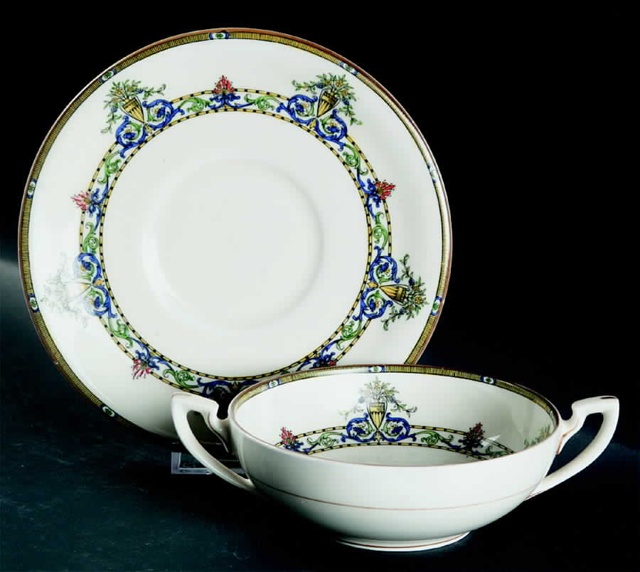 Doncaster Footed Cream Soup Bowl & Saucer Set by Royal Worcester-1
