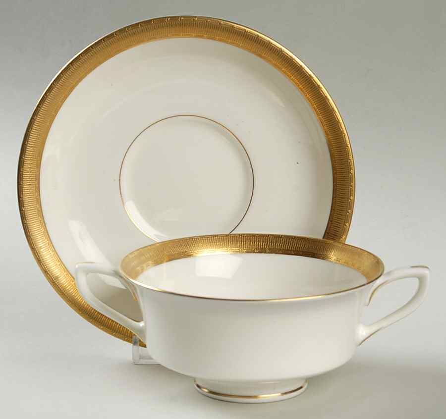 Durham Footed Cream Soup Bowl & Saucer Set by Royal Worcester-1