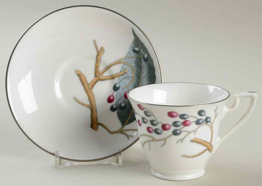 Elderberry Footed Demitasse Cup & Saucer Set by Royal Worcester-1