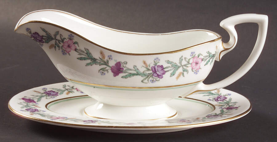 Elysian (White Body) Gravy Boat & Underplate by Royal Worcester-1