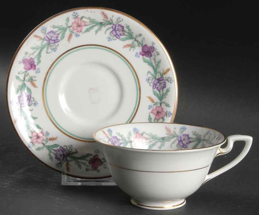 Elysian (White Body) Footed Cup & Saucer Set by Royal Worcester-1