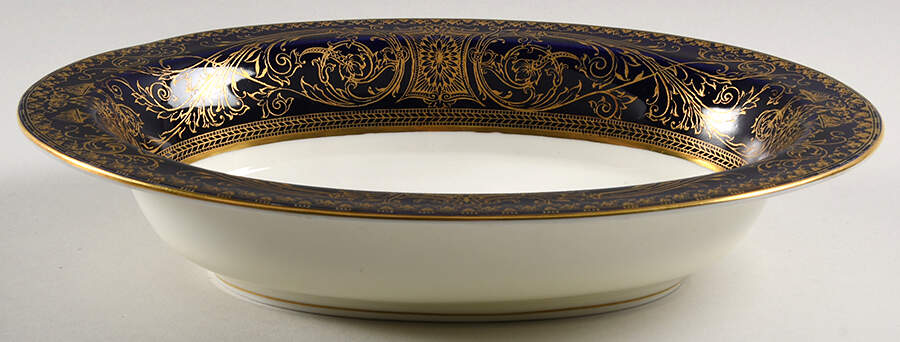 Embassy Cobalt Blue Gold 10" Oval Vegetable Bowl by Royal Worcester-1