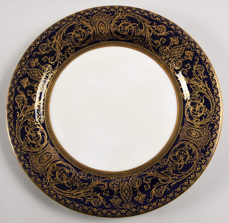 Embassy Cobalt Blue Gold 12" Chop Plate (Round Platter) by Royal Worcester-1