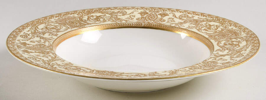 Embassy Cream Rim and Gold Large Rim Soup Bowl by Royal Worcester-1