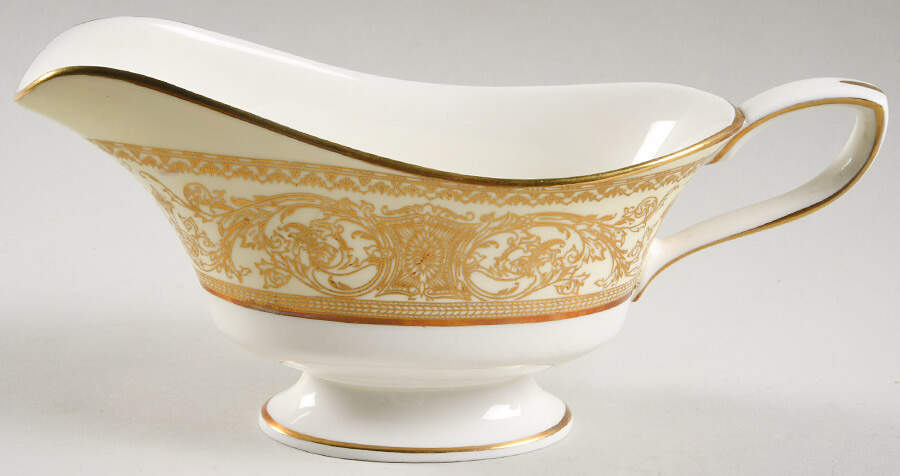 Embassy Cream Rim and Gold Gravy Boat by Royal Worcester-1