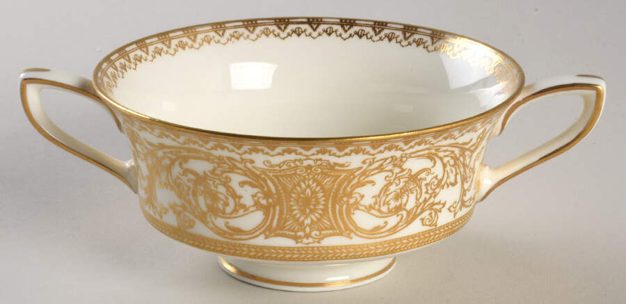 Embassy Cream Rim and Gold Footed Cream Soup Bowl by Royal Worcester-1