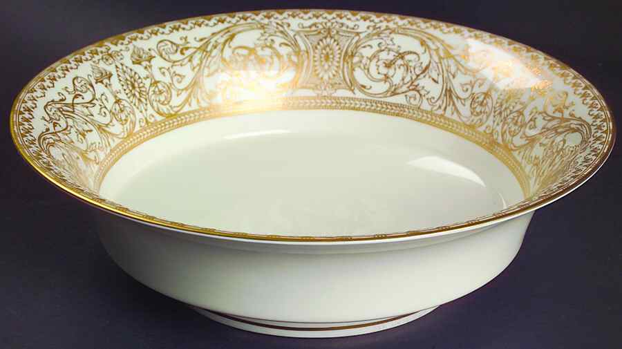 Embassy White and Gold 9" Round Vegetable Bowl by Royal Worcester-1