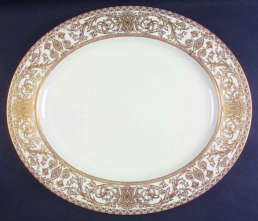 Embassy White and Gold 17" Oval Serving Platter by Royal Worcester-1