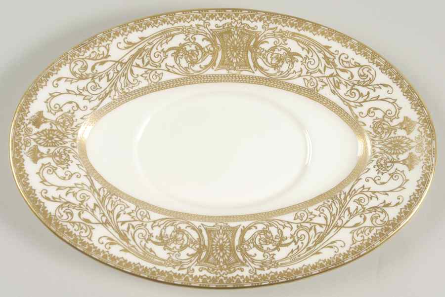 Embassy White and Gold Underplate for Gravy Boat by Royal Worcester-1