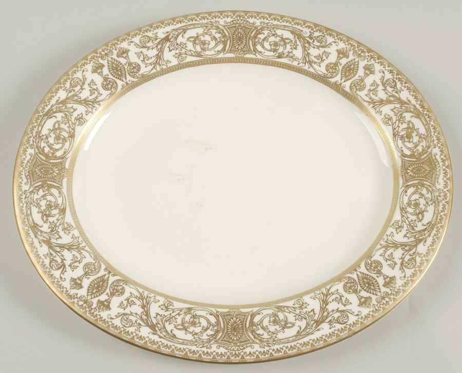 Embassy White and Gold 13" Oval Serving Platter by Royal Worcester-1
