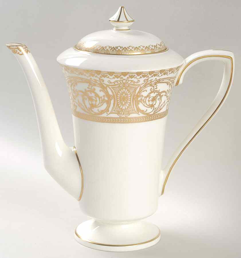 Embassy White and Gold Coffee Pot & Lid by Royal Worcester-1