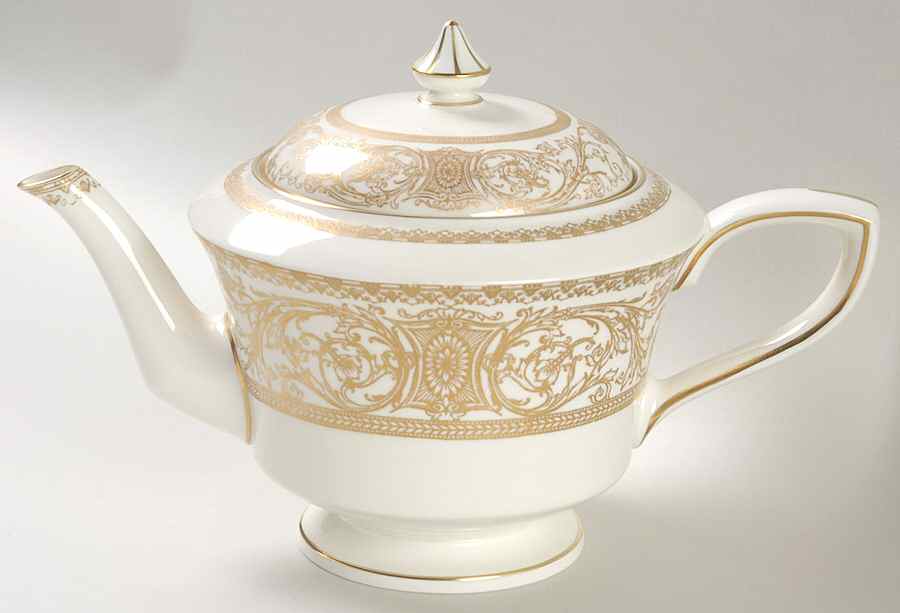 Embassy White and Gold Teapot & Lid by Royal Worcester-1
