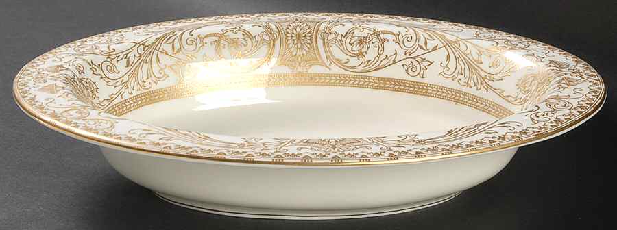 Embassy White and Gold 10" Oval Vegetable Bowl by Royal Worcester-1