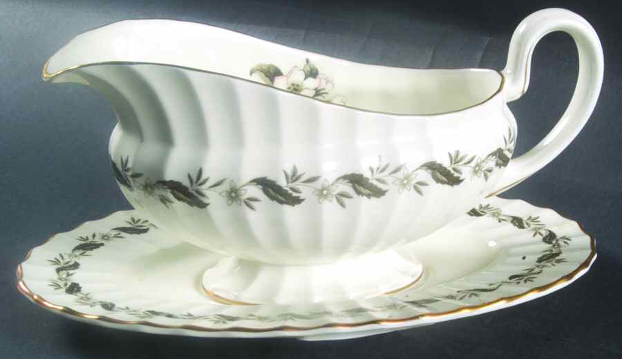 Engadine (No Inner Verge) Gravy Boat & Underplate by Royal Worcester-1