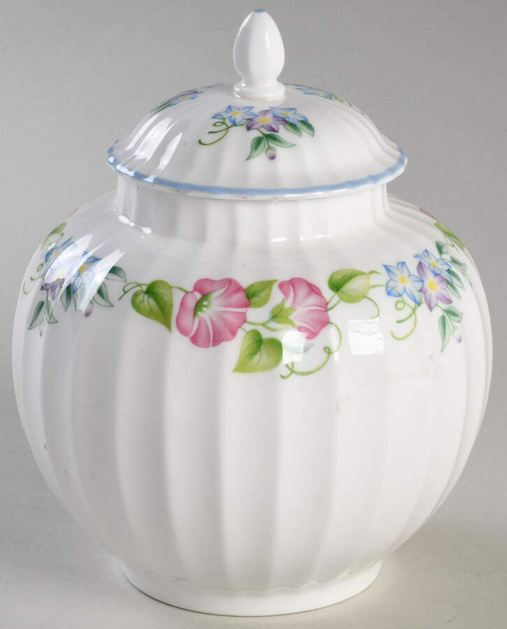 English Garden (Blue Trim) Candy Jar & Lid by Royal Worcester-1