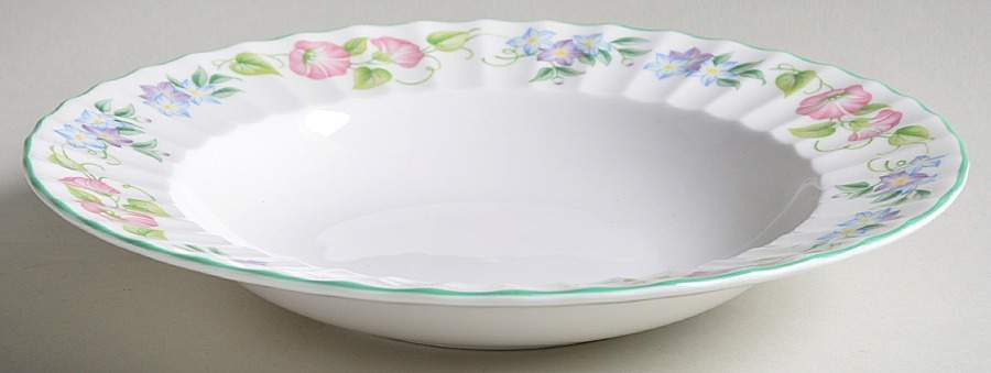 English Garden (Green Trim) Rim Soup Bowl by Royal Worcester-1