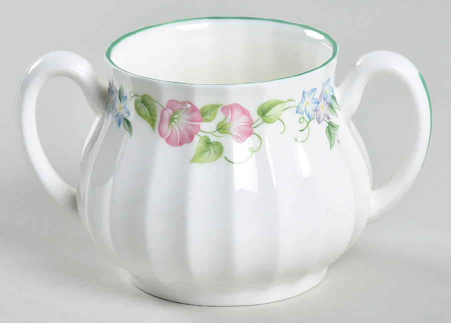 English Garden (Green Trim) Mini Sugar Bowl No Lid by Royal Worcester-1