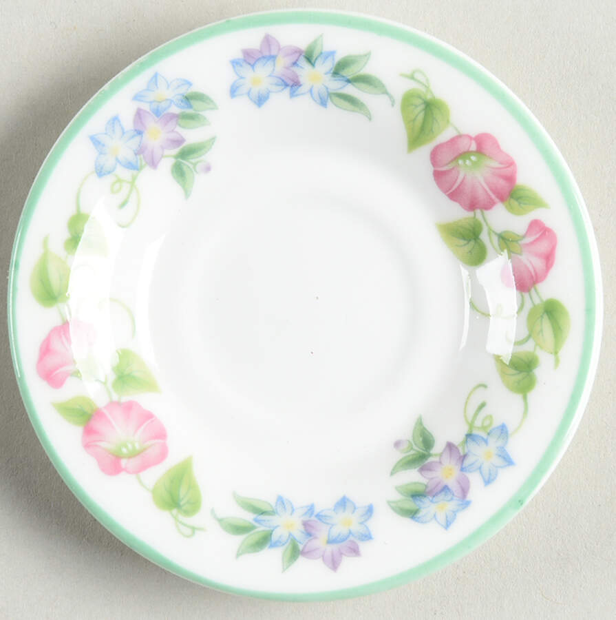 English Garden (Green Trim) Miniature Saucer by Royal Worcester-1