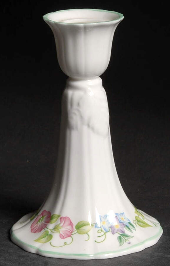 English Garden (Green Trim) Small Candlestick by Royal Worcester-1