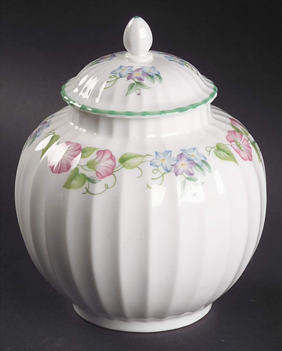 English Garden (Green Trim) Candy Jar & Lid by Royal Worcester-1