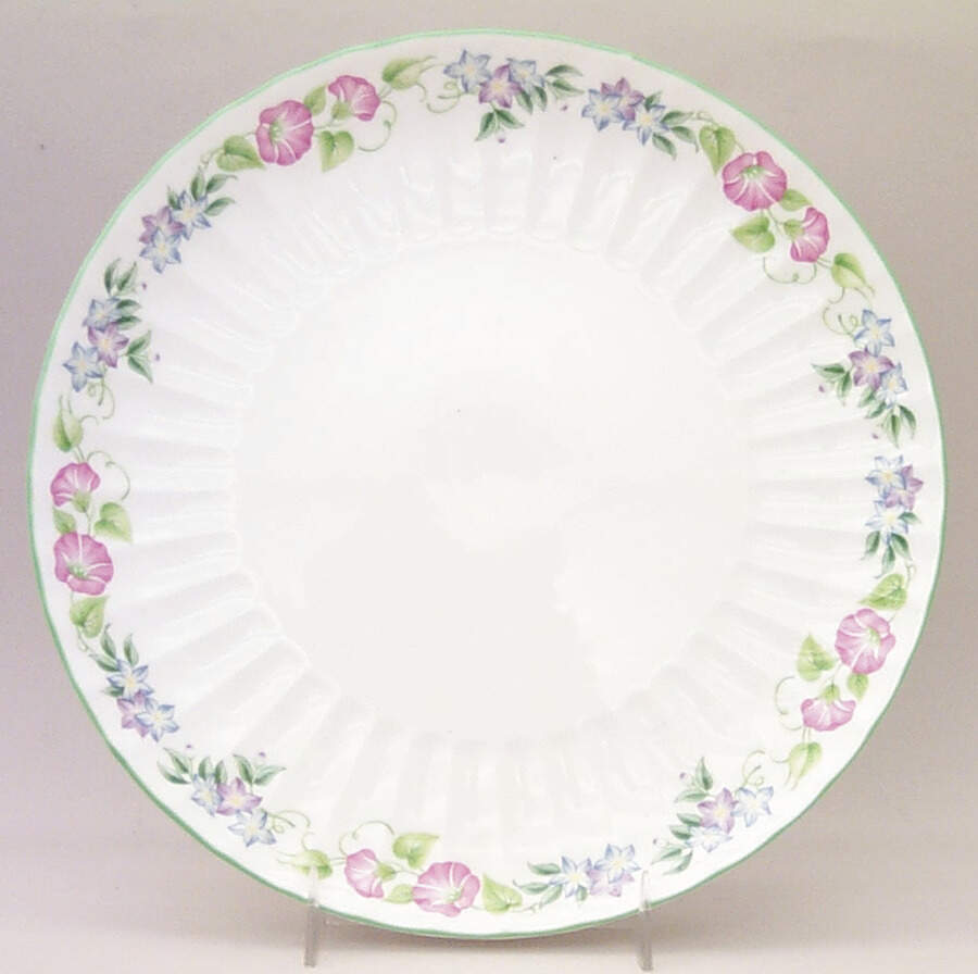 English Garden (Green Trim) Cake Plate by Royal Worcester-1